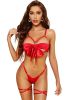 Red Ribbon Bowknot Open Cups Sexy Lingerie Set