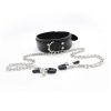 Faux Leather Choker Collar With Nipple Breast Clamp Clip Chain