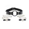 Faux Leather Choker Collar With Nipple Breast Clamp Clip Chain