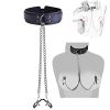 Faux Leather Choker Collar With Nipple Breast Clamp Clip Chain