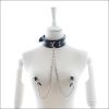 Faux Leather Choker Collar With Nipple Breast Clamp Clip Chain