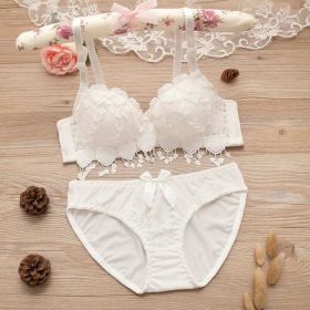 Thin Lace Push Up Adjustable Bra Set (Option: White-70B)